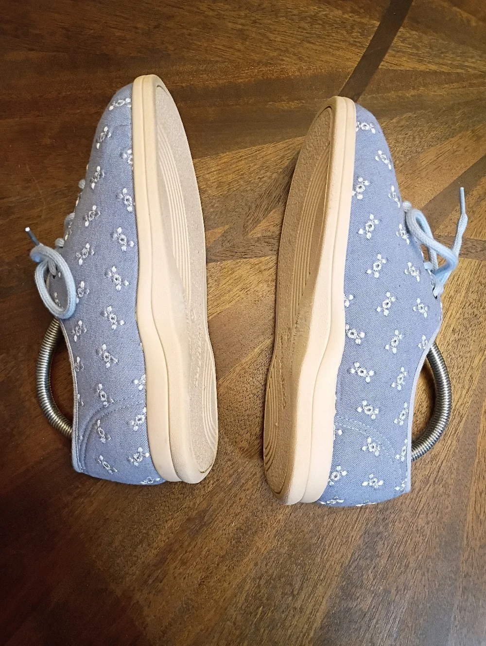 Cosyfeet Women’s Wide Fit Comfort Shoes Blue Floral Embroidered Lace Up Size 5